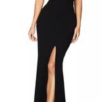 Nookie Honey Strapless Black Gown XS Scuba Crepe Boned Bodice High Slit Photo 0