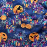 Vintage 90s Vest Halloween NYC Purple Orange Pumpkins Bats Witches Size M Photo 1