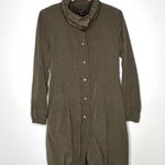 Eileen Fisher Bubble Hem Funnel Neck Belted Trench Coat Jacket Olive Size XS Photo 4