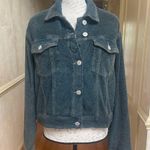 ZARA Women’s Terrycloth Effect Distressed Denim Jacket Blue Sz Medium RARE Photo 2