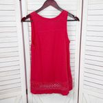 Loft Crochet Lace Trim Tank Top Shirt Coral Red XS Photo 7