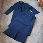 Roaman's Navy Two Piece Blazer & Dress Set SIZE 16W Blue Photo 0
