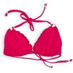 Vitamin A NWOT gia gold ring triangle bikini top ruffle trim magenta pink Small Photo 1