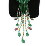 Joan Rivers New Starlet Style Beaded Flower Cluster Fringe Jade Green Necklace Photo 3