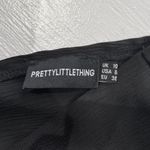 Pretty Little Thing Plunge V-Neck Tie Waist Skater Dress Texture Satin Black Size 6 Photo 15