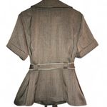 Studio I 14W plus size shortsleeved large button brown top jacket with a belt Photo 1