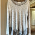 B.Original  Heather Gray Speckled Top Flowy Ruffle Hem Womens Medium Photo 7