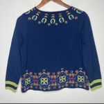 Anthropologie ANTHRO MONOGRAM HWR FAIR ISLE INTARSIA BALLET NECK BLUE CROP KNIT SWEATER Photo 3
