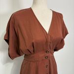 Quince NWT  Vintage Wash Tencel Button Front Dress Sz  M Orange Photo 2