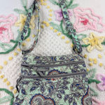 Vera Bradley  Quilted Crossbody Bag Mint Paisley Blue Gray Orange Floral Zip Photo 0