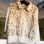 Cato Women's Faux Fur Leopard Print Zip Up Sweater Vest XL Cream Brown Photo 0