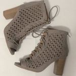 Qupid Taupe Lace up Heals Photo 0