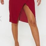 Pretty Little Thing Plt PETITE BURGUNDY WRAP PENCIL SKIRT size 10 Photo 1