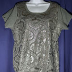 Anthropologie Moth Drawing Room Pullover Silver Foil Printed Top Shirt Size L Size L Photo 0