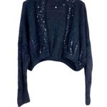 Anthropologie ANTHRO KNITTED & KNOTTED SOIREE BLACK CARDIGAN CROP FUZZY SEQUINED SHRUG M Photo 3