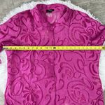Elementz  sheer floral pink linen blend button down top. Size XL Photo 3