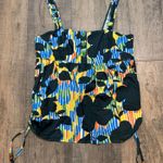 Tulle Floral Print Tank Top Sleeveless Casual Blouse Medium Boho Indie Festival Blue Photo 0