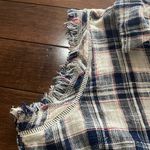 Paper Crane plaid sleeveless shirt dress Fringe hem Red white blue Size S Cotton Photo 12