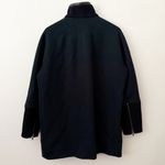 Madewell  | Green Black City Grid Cocoon Coat Faux Leather Trim Wool Zip | 12 Photo 2