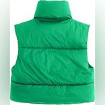 Anthropologie Green Cropped Puffer Vest Women’s Small Zip Front High Collar Streetwear Photo 1