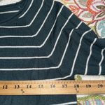Staccato  size small round hem teal green striped sweater long sleeve boat neck Photo 3
