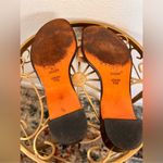 Bally Two Tone Leather Thong Small Block Heel Sandals Size 7 Tan Photo 7