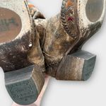 Corral  Vintage Western Boots Brown Snip Toe with Red and Orange Embroidery Photo 10