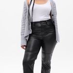 Gap Women's Cheeky Straight High Rise Pants Black Vegan Leather Size 18R. NEW Photo 0