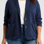 Caslon  Classic Navy Cardigan Blazer Photo 0