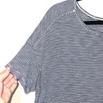 Aerie Navy Blue & White Striped Short Sleeve Oversized Lounge Tee Photo 2