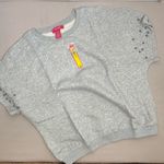 Catherine Malandrino  Size L Grey Heather Pearl Studded Short Sleeve Sweatshirt Photo 1