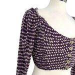 Urban Outfitters Lola Purple Polka Dot Long Sleeve Cropped Top Size Small Photo 2