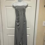 UNBRANDED Gray Strapless Slit Skirt Dress With Cropped Hem Size L Photo 2