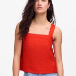 Madewell Contrast-Stitch Squareneck Top in Bright Flame, Size Large Photo 0