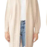 Elliatt Beige Vivid Powder Knit Open Front Long Line Knit Cardigan Sweater S Photo 0