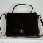 Varriale Italian Dark Brown Leather And Shearling Messenger Bag Adjustable Strap Photo 0