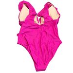 J. Crew Fuchsia Pink Ruched Ruffle V Neck Plunge One Piece Swimsuit SZ 20 Beach Photo 9