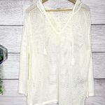 Roxy NWT After Beach Break Crochet Hooded Sweater Off White Size Large Photo 13