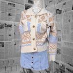 Vintage Inspired Cozy Knit Button Up Cardigan Sweater Boho Cottagecore Y2K Aztec Photo 1