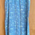 Coldwater Creek Blue Midi Pencil Skirt with Slit 100% silk Photo 0