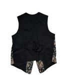 Karen Scott Floral Print V-Neck Sleeveless Button Front Vest Jacket Black Large Photo 2