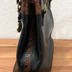 Brahmin Vintage Tuscan Black Leather Brown Croc Leather Trims Bucket Bag Photo 6