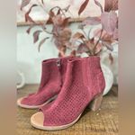 Toms Majorca Peep Toe Booties in red suede. Size 8 new with tags Photo 1