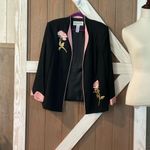 Jessica Howard Vintage  Black and Pink Blazer with Floral Accents.P2P 24” SIZE 16 Photo 4