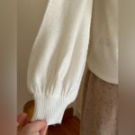 Ann Taylor Cream Sheer Knit Sweaters V Neck With Puff Poofy Balloon Sleeves Sz M Photo 5