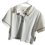 Recess By Zella White Maggie Polo Shirt Medium Navy Piping Photo 1