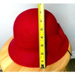 INC Women's Bow Cloche Wool Hat Red Adjustable One Size 100% Wood Photo 7