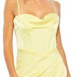 Mac Duggal  Bustier Side Ruched Bodycon Gown in Lemon Yellow Size US 8 Photo 1