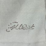 Guess  Women Blue Striped Short Sleeve Henley V Neck Rhinestone Logo Top Size L Photo 4