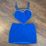Nasty Gal NWT  Premium Diamante Heart Detail Tailored Dress in Blue Size 10 Photo 1